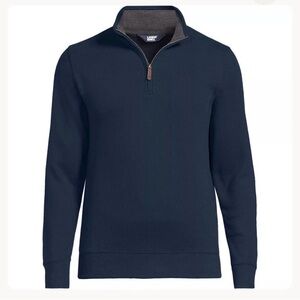 Lands’ End Navy Quarter Zip Cotton Pullover Sweater Size M